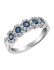 Sapphire and Diamond Ring 3/4 Carat (ctw) in 10K White Gold