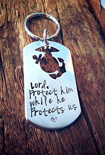 Military support keychain, love my marine jewelry, military wife, girlfriend, spouse, family, marine emblem, Semper Fidelis, deployment gift