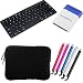 GTMax Neoprene Sleeve Pouch Case + Bluetooth Wireless Fullsize Keyboard + Stylus with Flat Tip-(Black + Red + Silver + Blue + Hot Pink) + Mini Brush for Lenovo Ideapad A1 , Samsung GALAXY Tab 7.0 Plus , Acer ICONIA TAB A100 , Dell Streak 7 Tablet