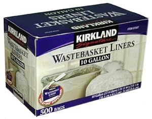 Kirkland Signature 10-Gallon Wastebasket Liners, 500 Bags