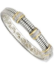 Sterling Silver w/15k 1/4ct. Diamond Bangle Bracelet