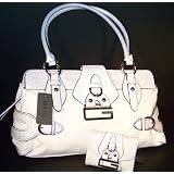 GUESS HANDBAGS, Guess Diamond G Large Satchel w/ Studs & Wallet Set (White)