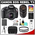 Canon EOS Rebel T3 12.2 MP Digital SLR Camera Body & EF-S 18-55mm IS II Lens with 75-300mm III Lens + 16GB Card + Battery + Case + (2) Filters + Tripod + Cleaning & Accessory Kit