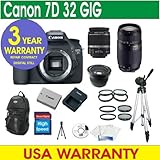 Canon EOS 7D Digital Camera + 32GB Memory + 7 Lens Deluxe Camera Kit