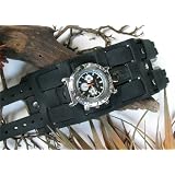 The Midnight 3 Wide Aged Black Leather Watchband / Wristband.