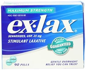 Ex-Lax Stimulant Laxative, Maximum Strength, 25 mg, 90-Count Boxes (Pack of 2)