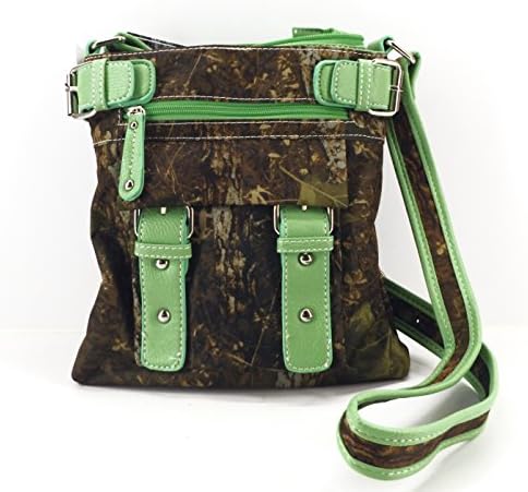 Camo Camouflage Cross Body Messenger Bag Purse Green