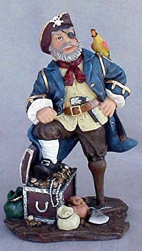 Ship Captain 6 Inch Peg Leg with Macaw Parrot Figure and Treasure Chest
