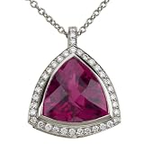 18k White Gold Rubelite and Diamond Pendant (8.64 ct rubelite, 0.40 cttw diamonds)