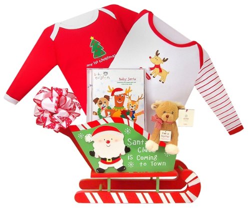 Santa Is Coming To Town Christmas Baby Gift Basket