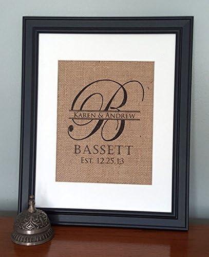 Monogrammed Burlap Print - Personalized Family Name Wall Decor - Wedding Gifts - Anniversary Gift