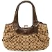 Coach Signature Ergo Pleated Kisslock Frame Satchel Khaki Mahogany