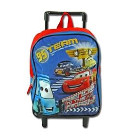 Disney Lightning Mcqueen Cars 11" Rolling Kid Backpack W/4pcs Stationary Set