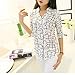 Franterd Fashion Women's Elegant Print Chiffon Long-sleeve Slim Blouses (XXL)