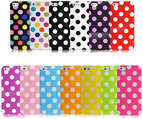 IwoodsTM, Pack of 13 Fashion Dual Color Ultra Slim Thin Polka Dot Pattern Flex Gel TPU Skin Case for iPhone 5S 5 5G 5TH [with 1 Stylus Ballpoint Pen Gift ]