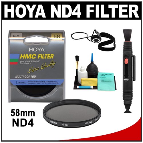 Hoya 58mm HMC ND4 Multi-Coated Neutral Density Filter + Accessory Kit for Canon, Nikon, Sony, Olympus & Pentax Lenses