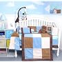Soho Blue & Brown Suede 10pcs Baby Crib Bedding Set