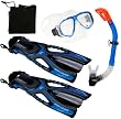 Snorkeling Scuba Dive Mask Fins Dry Snorkel Gear Set, with Body Glove Mesh Bag, (FREE SHIPPING)
