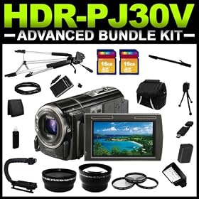 Sony HDR-PJ30V High Definition Handycam Camcorder with Built-in Projector (Black) Advanced Bundle Kit includes Charger, Battery, Card Reader, HDMI Cable, (2) Tripods, Carrying Case and MUCH more!