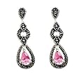 FOJO's Marcasite and Pink CZ Pear Shape Earrings