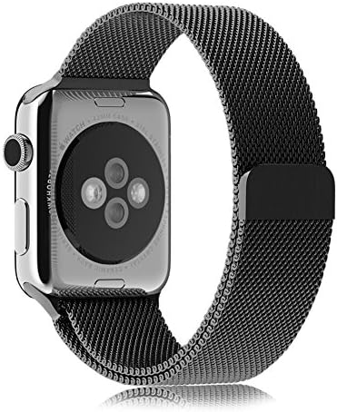 Apple Watch Band, LIANSING Milanese loop Apple Watch stainless steel band Bracelet Smart Watch Strap iwatch band with unique magnet lock Smart Watch Accessories for Apple Watch Band 42mm Black