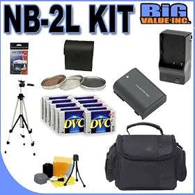 BigVALUEInc NB-2L Rechargeable Lithium Ion Replacement Battery NB2L Accessory Saver Bundle... 