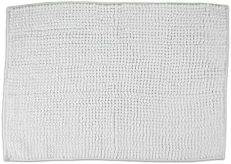 DII Oceanique Machine Washable 100% Polyester Non Slip Chenille Pop Corn Luxury Spa Bath Rug, Soft &amp; Absorbent, Place Near Vanity, Bath Tub or Shower, 17x24", White