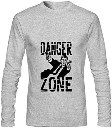 Panus Men's Printing Archer Danger Zone Create t Shirts Design Long Sleeve L Grey