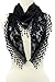 LL Black Lace Scarf Triangle with Rose Pattern and Beautiful Flower Tassels