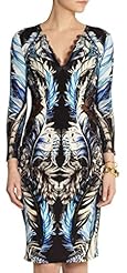 V-neck General Print Cotton/Spandex Wrap Vintage Midi Dress 