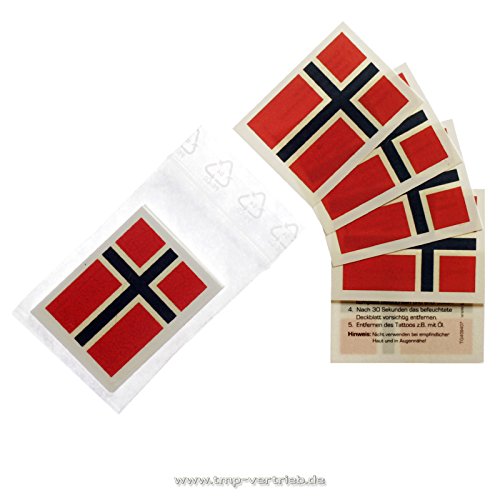 Norwegen Tattoo Fahne 5er Fan Set – EM Fanartikel 2016 – Norway Flag