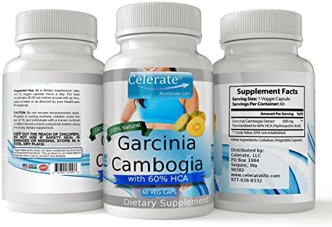 Pure Garcinia Cambogia Extract Natural Weight Loss Supplement and Appetite Suppressant Contains 60% HCA to Lose Body Fat with 60 Vegetarian and Vegan Friendly Capsules