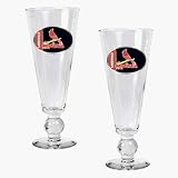 St. Louis Cardinals 2 Piece Pilsner Glass Set with Baseball on Stem