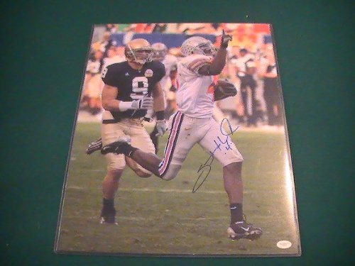 SANTONIO HOLMES SIGNED AUTOGRAPHED 16/20 PHOTO OHIO STATE BUCKEYES COA + HOLOGRAM JSA