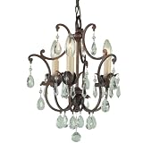 Murray Feiss Maison de Ville Three-Light Mini DuoMount Chandelier, British Bronze with Prismatic Glass Crystals #F1880/3BRB