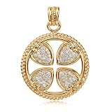 14 Karat Gold and Diamond Maltese Rope Cross Pendant