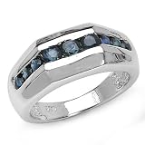0.85 Carat Genuine Blue Sapphire Rounds Sterling Silver Ring