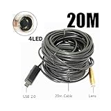 T&J WORLD TM 65ft (20M) USB Waterproof Endoscope Borescope Inspection Camera with 4 LED lights (20 M)