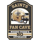 NFL New Orleans Saints 11-by-17 inch Fan Cave No Offseason Wood Sign