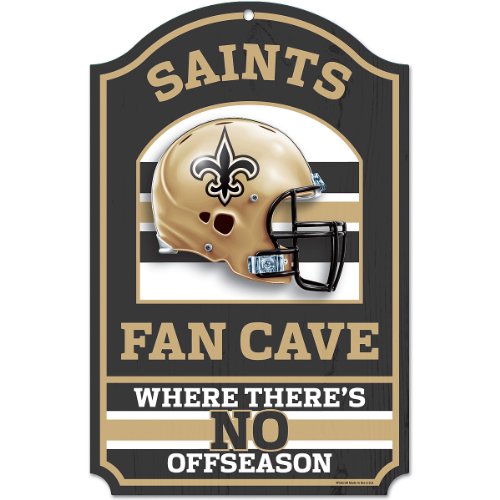 NFL New Orleans Saints 11-by-17 inch Fan Cave No Offseason Wood Sign