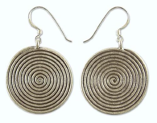 Sterling silver dangle earrings, 'The Maze'