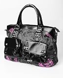 Iron Fist Muerte Punk Skull Vegan Handbag Purse w/Shoulder Strap Purple Black and Silver