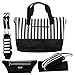 Diaper Bag Messenger with Changing Pad, Bottle Holders, Travel Money Belt, Stroller Clips, Color Black