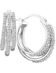 2.00 ct Ladys Round Cut Diamond Hoop Earrings in 18 karat White Gold