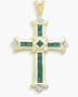 Ladies Religious Genuine Emerald and Diamond Cross Pendant with 16" Chain