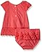 Calvin Klein Baby-Girls Peached Poplin with Eyelet Trim Top and Panty, Red Icing, 0-3 Months