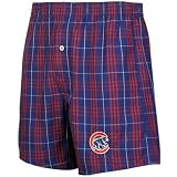 NCAA Chicago Cubs Royal Blue Plaid Event Boxer Shorts (Medium)