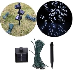 33ft 60 LED Solar String Fairy White Lights Outdoor Garden Xmas (Can Be Overlapped/ Linkable)