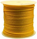 Rope King HBP-141000Y Hollow Braided Poly Rope - Yellow - 1/4 inch x 1,000 feet
