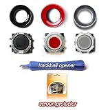 Blackberry Trackball Replacement Kit - Black Trackball & Black Rim, Red Trackball & Red Rim and White Trackball & Silver Rim for Blackberry 8100 / 8130 / 8300 / 8310 / 8320 / 8800 / 8820 / 8830 / 8900 / 9000 / Curve / Pearl + Trackball Tool / Opener + FREE BONUS Digicom Screen Protector for Blackberry 9000